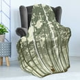 thumbnail image 4 of Forest Soft Flannel Fleece Throw Blanket, Vertical Stripes with Tall Trees and Lonely Deer Nature Illustration, Cozy Plush for Indoor and Outdoor Use, 70" x 90", Sage Green Cream Brown, by Ambesonne, 4 of 5