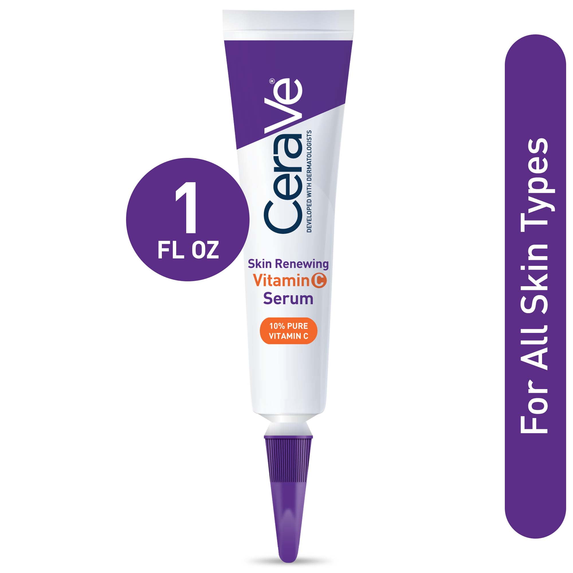 CeraVe Vitamin C Serum for Face with Hyaluronic Acid, Skin Brightening and Fragrance-Free Serum, 1 fl oz