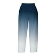 thumbnail image 4 of CLOISE Capris Pants for Women with Pockets Stretch Wide Leg Pants Elastic High Waisted Palazzo Pants Petite Summer Casual Fashion Gradient Color Loose Lightweight Cropped Flowy Trousers Blue XL, 4 of 5