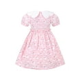 thumbnail image 3 of Girls Dress Pink Vintage Floral Ruffle Scalloped Collar Elegant Summer 7 Years, 3 of 9