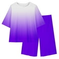 thumbnail image 3 of Zpanxa Girls Summer Outfits, Toddler Girl Sets, Toddler Kids Boys Girls Fashion Cute Gradient Loose Soft Short Sleeve Top Yoga Shorts Suit Purple A 14 Years, 3 of 6