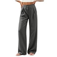 thumbnail image 5 of Guluxicc Women's Linen Pants with Pockets Elastic Waist Wide Leg Casual Trousers for Summer Beach Vacation, 5 of 9