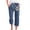 Navy, variant on YUGYXL Summer Cropped Pants for Women Elastic Waist Flower Print Capris Trendy Drawstring Straight Pants with Pockets Navy M