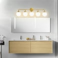 thumbnail image 3 of Deyidn 5-Light Gold Modern Vanity Light, 39 Inch Dimmable Bathroom Light Fixture with Opal Glass Globes for Mirror, 3 of 9