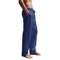 thumbnail image 3 of Betivan Men's Linen Casual Fashion Straight Leg Pants Drawstring Elastic Waist Pocket Loose Fit Breathable Straight Leg Pants Soft Lightweight Bottoms for Office Daily Outing Leisure Street, 3 of 9