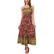 thumbnail image 1 of INSPIRAR CHIC Vestido Maxi Sin Mangas de Tirantes Espagueti con Volantes de Flores Bohemias M Rojo, 1 of 5