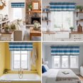 thumbnail image 5 of Coastal Style Window Valance for Kitchen, Retro Blue Grey Stripes Wood Grain Rod Pocket Short Curtain for Small Windows, Light Filtering Decorative Valance, 60 x 18 Inch, 1 Panel, 5 of 9