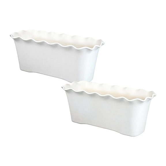 2-Pack Rectangular Planter Box with Wavy Edge & Drainage Holes, for Indoor/Outdoor Balcony Garden, Deck Railing, Flowers & Vegetables (11.9"x5.7"x5.2")