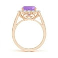 thumbnail image 2 of ANGARA Natural Cushion 3.1 ct Amethyst Cocktail Ring with Diamond Halo in 14K Rose Gold for Women (Size-9mm) | February Birthstone, Anniversary, Jewelry Gift for Women | Natural Amethyst Ring, 2 of 7