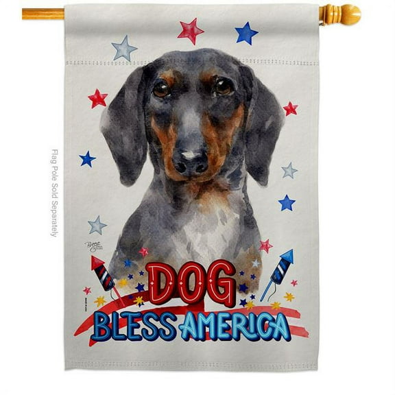 Breeze Decor H120216-BO Patriotic Black Tan Dachshund Animals Dog 28 x 40 in. Double-Sided Decorative Vertical House Flag for Decoration Banner Garden Yard Gift