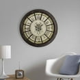 thumbnail image 2 of Oversized Wood and Metal Wall Clock with Distressed Details, Antique Gray and Cream- Saltoro Sherpi, 2 of 2