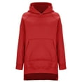 thumbnail image 6 of Lindreshi Hoodies for Women Fashion Women's Casual Long Sleeve Round Neck Ladies Pocket Solid Hooded Sweatshirts Tops Blouse, 6 of 7