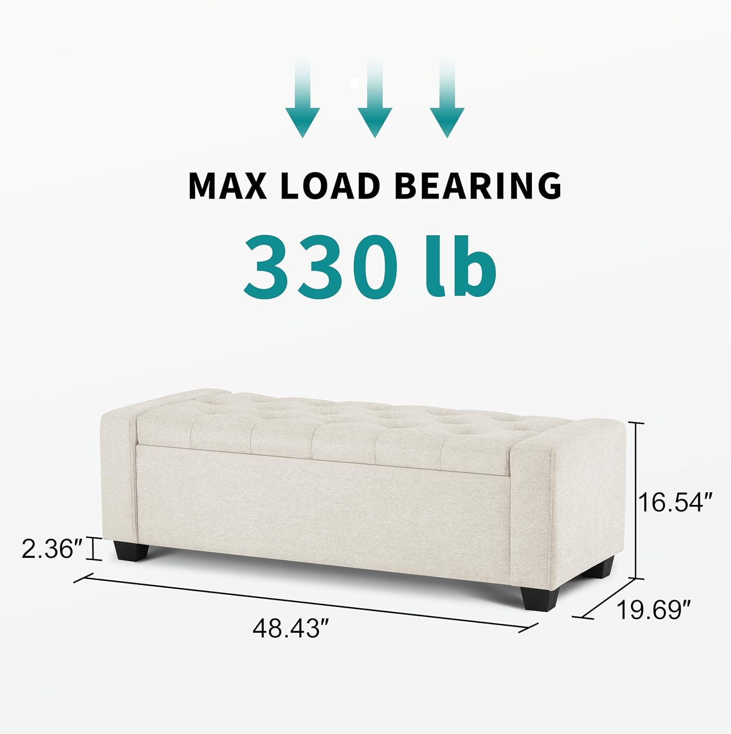 Weture Storage Ottoman Bench with Tufted, Safety Hinge & Upholstered Storage, 330 lb Limit, Beige