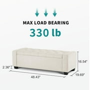 Weture Storage Ottoman Bench with Tufted, Safety Hinge & Upholstered Storage, Holds up to 330 lb , Beige