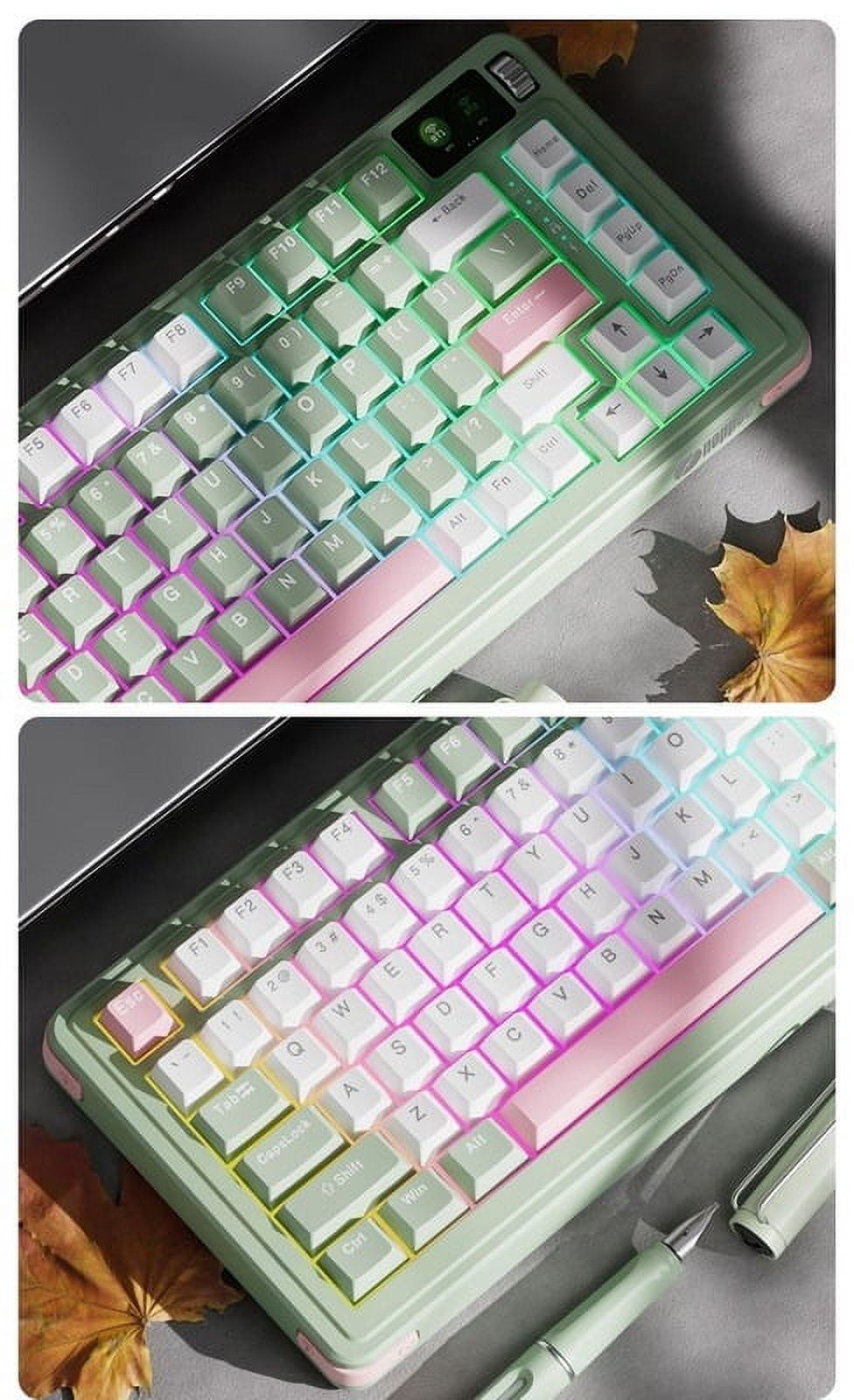 New 134 keys Lotus PBT OEM keycaps ersonalized girls Key cap set green White pink for MX switch gaming mechanical keyboard