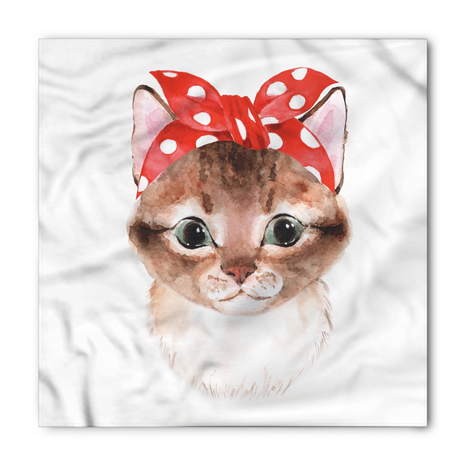 Ambesonne Cat Bandana, Kitten in a Dotted Bandana Art, Unisex Head