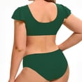 thumbnail image 4 of JIAYUE Women Swimsuit Sets Ruffle Sleeve Scoop Neck Solid Color Two Piece High Waisted Bikini With Backless Tankini Top And Boy Shorts Bottoms Stylish Female Swimwear, 4 of 5