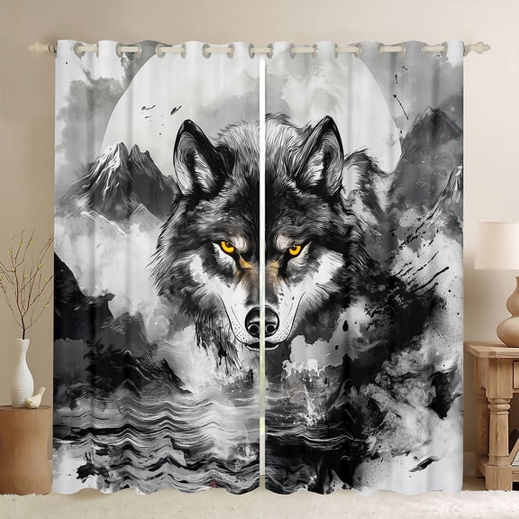 Castle Fairy Safari Wolf Black Out Curtains,Animal Curtains Pack of 2 (42x63 Each)