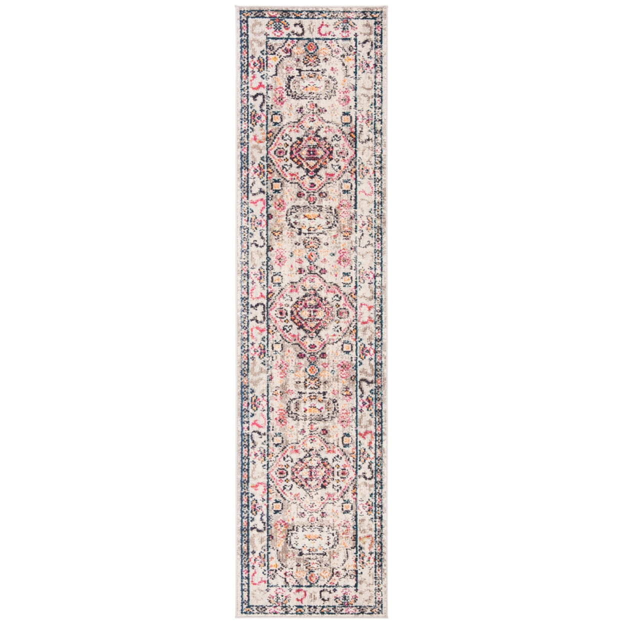 SAFAVIEH Madison Trenton Vintage Traditional Runner Rug, Grey/Blue, 2'2" x 18'