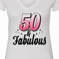 thumbnail image 4 of Inktastic 50 and Fabulous with Sparkles Women's V-Neck T-Shirt, 4 of 5