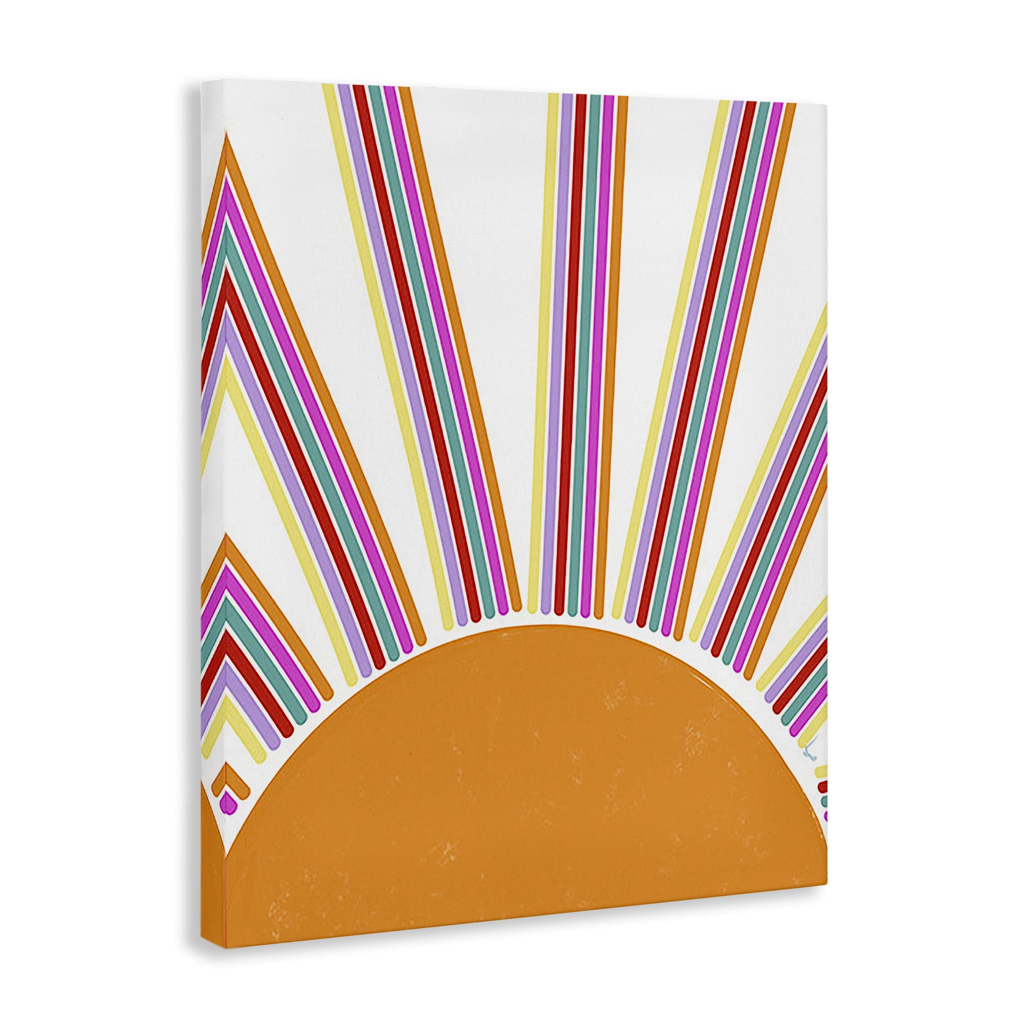 Stupell Industries Retro Striped Sun Rays Landscape & Nature Painting Wrapped Canvas Art Print Wall Art, 16 x 20