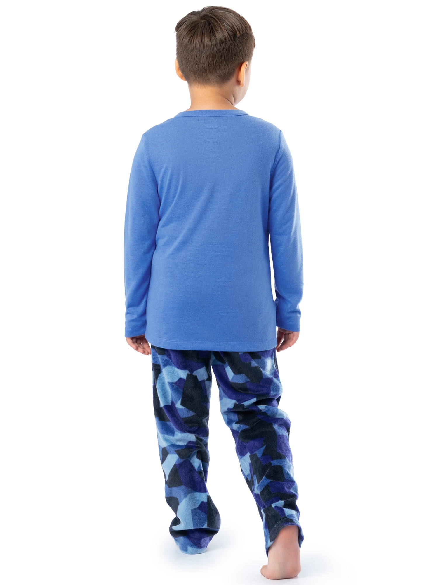Fruit of the Loom Boy's Long Sleeve Fleece Pajama Set, 2-Piece, Sizes 4-16