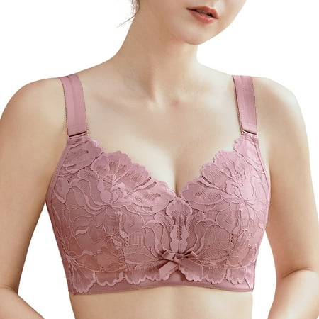 AILIVIN Bras for Women Wireless Full Figure Comfort Minimizer No Wire Plus Size Bra Full Coverage Wirefree Cute Comfy Wide Strap Lifting Up Minimizering Comfortable Womens Bras Baroque Rose 42DD 42 DD