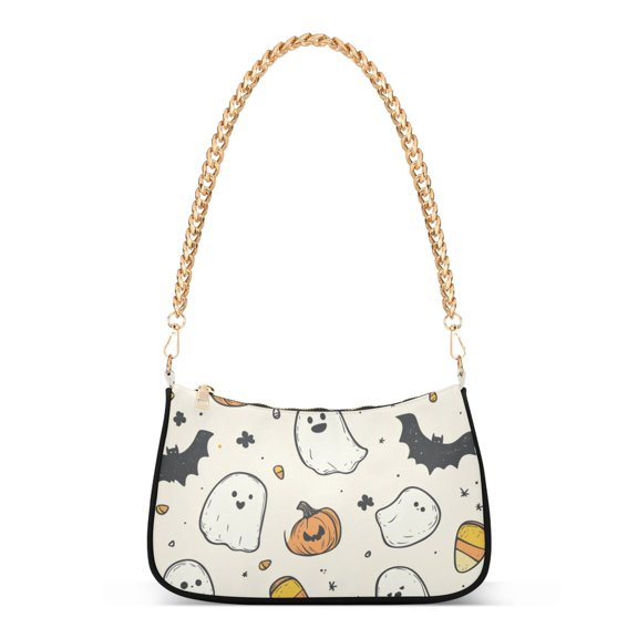 FORMRS Womens Shoulder Bag with Chain Strap Clutch Purse Cute Tote Handbag, Halloween Happy Ghosts