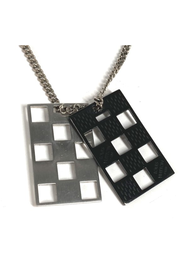Pre-Owned LOUIS VUITTON M64191 Collier Plate Damier Perforated Chain Necklace, Metal, Men's and...
