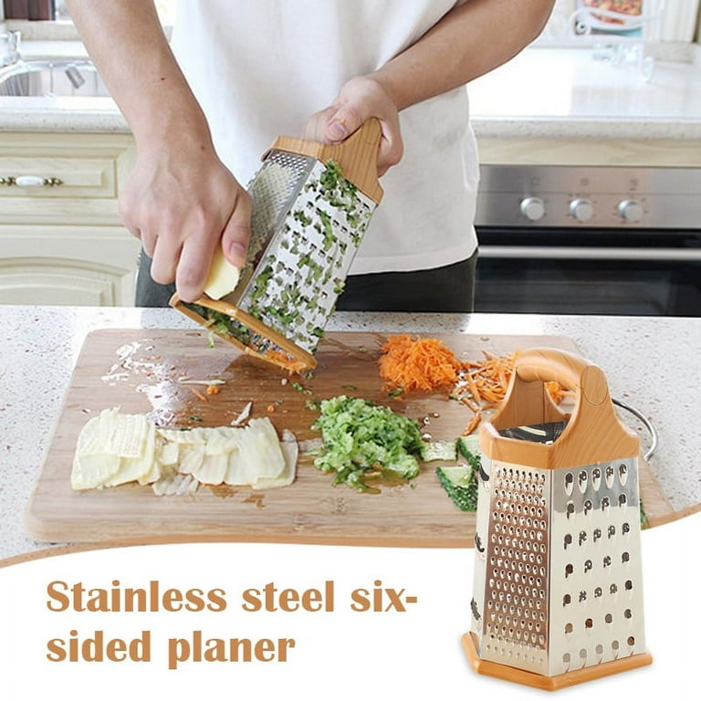 Kaboer Kitchen Stainless Steel 4sided Box Food Grater Vegetable Cheese Slicer Shredder, Silver