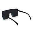 thumbnail image 4 of 80s Retro Robotic Large Shield Flat Top Plastic Sunglasses Black Silver Mirror, 4 of 4