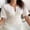 White-1, variant on OYYN Maxi Dresses for Women Casual White High Waist A-Line Dresses Short Sleeve Half Zip V-Neck Elegant Dress