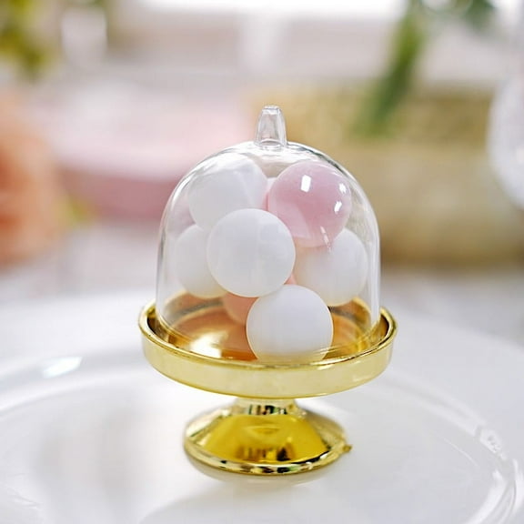 BalsaCircle 12 Gold Clear 3" Mini Cake Stands Dome Favor Holders