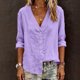 thumbnail image 2 of TaTaai Ladies V Neck Layered Blouse Solid Color Loose Fit Casual Cardigan Open Front Summer Tunic Ruffle Top Gift, 2 of 6