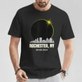 thumbnail image 2 of Solar Eclipse 2024 Rochester Skyline Graphic Tee Unisex Adult Cotton T-Shirt for Casual Everyday Wear in New York, Size 4XL, Color Black, 2 of 4