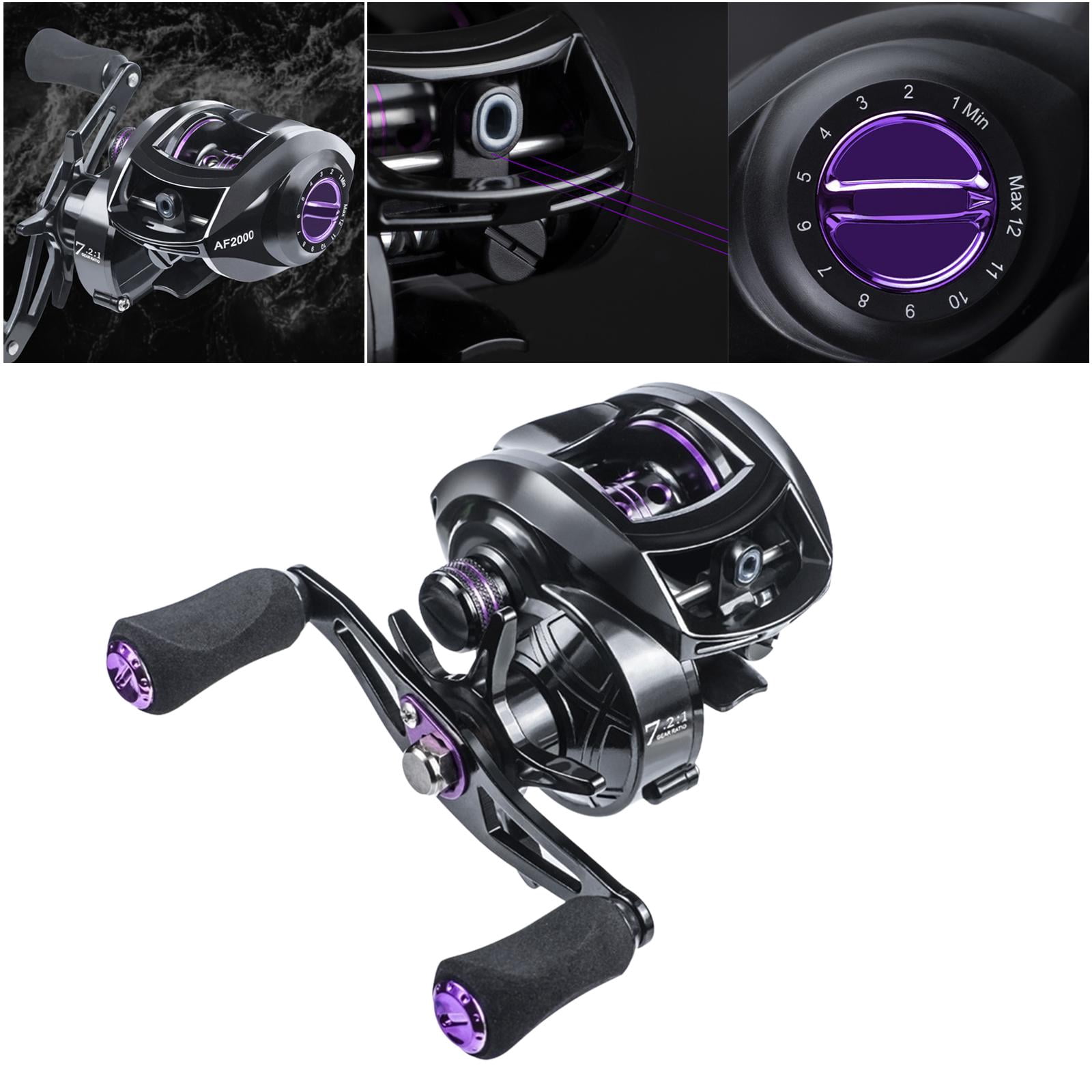 Baitcasting Reels, Baitcaster Reels Fishing Reel - 7.2:1 Gear Ratio, 17.64LB Carbon Fiber Drag, 12-Level Braking System for Bass Fishing