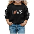 thumbnail image 1 of PMVFHDE Liquidation Chandails en Molleton Enfants Garçon Fille Unisexe Manches Longues Chandail en Molleton Doux Graphique Enfants Mignon Col Rond Pulls Haut Vêtements pour Filles Noir,160, 1 of 4