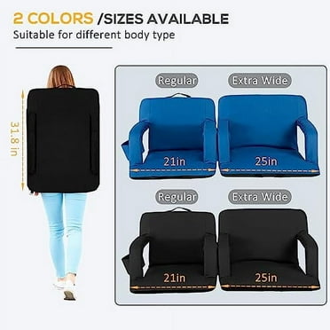 Folding Stadium Seat for Bleachers with Back Support, Bleacher Chairs with Padded Backrest and Adjustable Armrests, 6 Reclining Positions