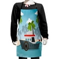 thumbnail image 1 of Graphic Beach Kids Apron, Cartoon Boat on Sea with Topic Palm Trees and Silhouettes Nautical Landscape, Boys Girls Apron Bib with Adjustable Ties for Cooking Baking Painting, Multicolor, by Ambesonne, 1 of 2