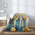 thumbnail image 2 of Throw Blanket for Couch Sofa and Bed, Rustic Blue Vase Blossoms Super Soft Plush Throw Blanket, Fuzzy Cuteness Comfy Warm Washable Flannel Blanket & Throws for All Season 60"x50", 2 of 5