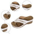 thumbnail image 5 of Rokment Women's Orthopedic Wedges Dressy Sandals Trendy Casual Leather Platform Flip Flops with Arch Support Beach Comfortable Walking Slip on High Heels Slides Shoes A Size 6, 5 of 7
