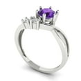 thumbnail image 2 of Three-Stone Engagement Ring for Women - 0.87ct Natural Amethyst in 18K White Gold Promise Ring, 2 of 6