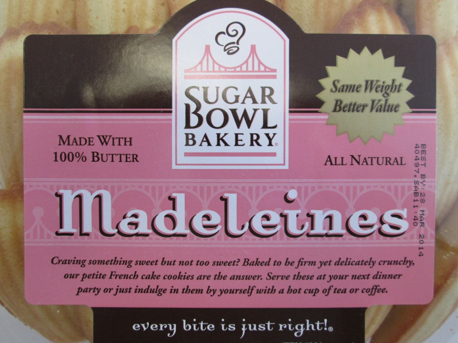 1 PACK | Sugar Bowl Bakery Madeleines French Tea Cake Cookies Individually Wrapped 28 Oz. Each