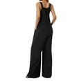 thumbnail image 6 of Womens Loose Fit Jumpsuits Cotton Overalls Baggy Wide Leg Rompers Plus Size Adjustable Bib Pants with Pockets, 6 of 8