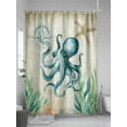 thumbnail image 5 of Beach Coastal Theme Shower Curtain, Vintage Sea Octopus Bathroom Decor Curtains Set with Hooks, Waterproof Fabric Home Accessories， 60 X 72 Inch Long, 5 of 6
