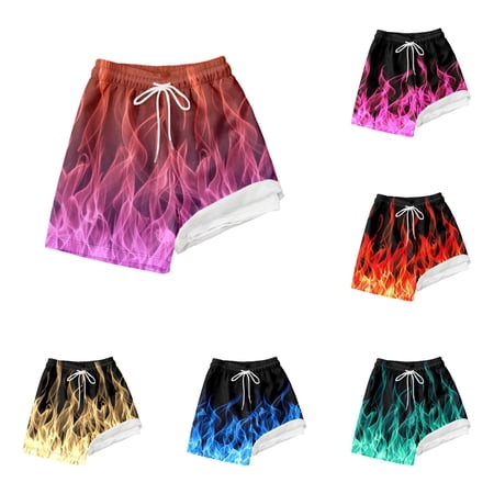 CUZIBR Boys Swim Trunks Fashion Kids Running Shorts Quick Dry Athletic Workout Shorts With Liner Stylish Graphic Print Wide Leg Comfortable Lightweight Swimwear Pink 7T