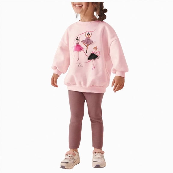 NOLDARES Little Girls Outfits 2 Piece Toddler Long Sleeve Sweatshirt Leggings Pants Fall Winter Clothing Set(Pink,6-7 Y)