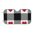 thumbnail image 6 of Lsque Heart Black Buffalo Plaid Gingham Car Windshield Sun Shade | Accordion Folding Style Auto Shade for Car Truck SUV Van | Blocks UV Rays Sun Visor Protector | Medium, 6 of 7