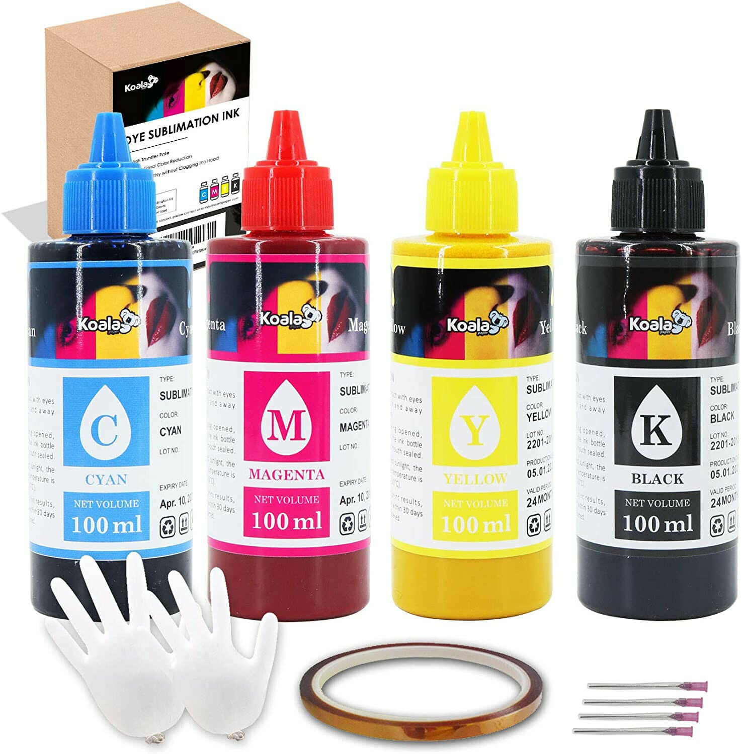 Koala Sublimation Paper and Ink Bundle Kit - A4 Sublimation Paper 100 Sheets + 400ML Sublimation Ink for Inkjet Printer Sublimation Heat Transfer
