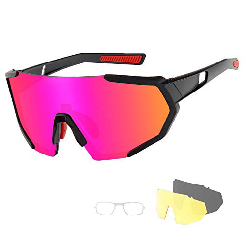 Polarized Cycling Glasses with 3 Interchangeable Lenses Sports Sunglasses 